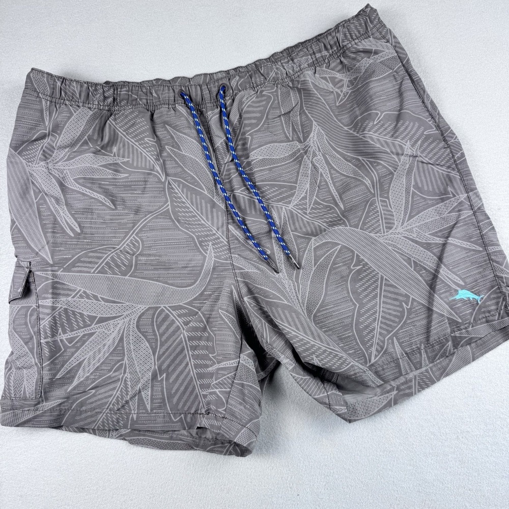Tommy Bahama Relax Swin Trunks‎ Men XL Gray 6" Floral Beach Lined Resort Cargo